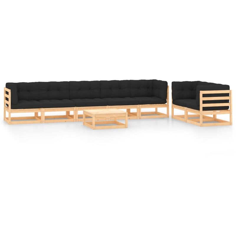 

Muebles de jardín 8 pzas con cojines antracita madera de pino