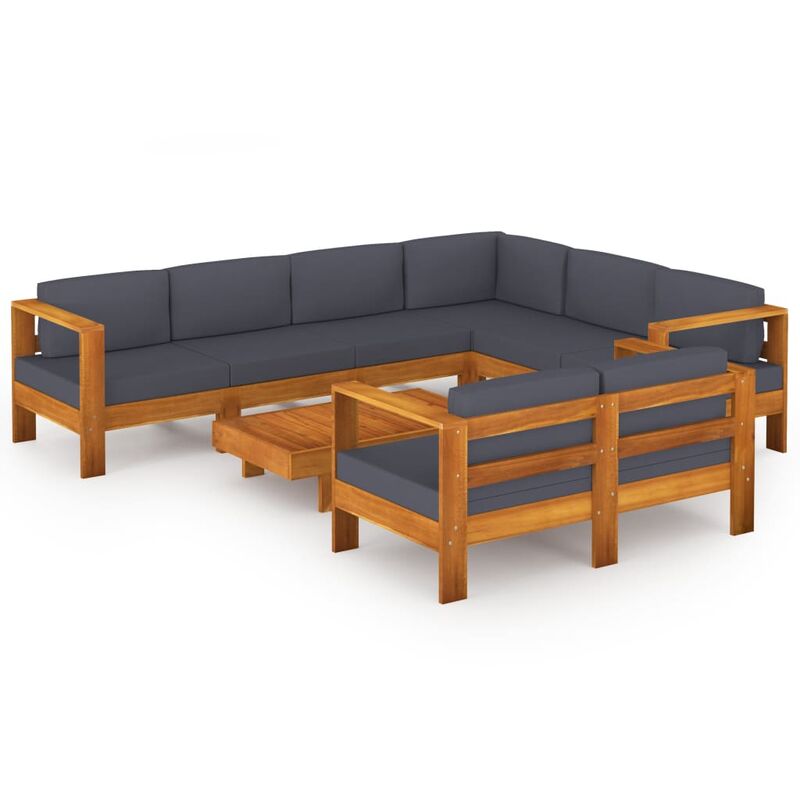 

Muebles de jardín 8 pzas con cojines gris oscuro madera acacia