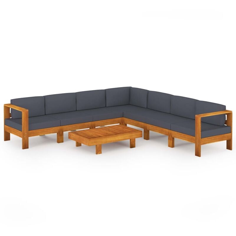 

Muebles de jardín 8 pzas con cojines gris oscuro madera acacia