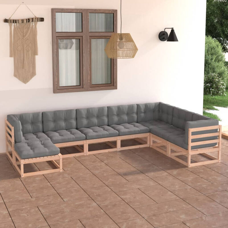 

Muebles de jardin 8 pzas con cojines madera de pino maciza