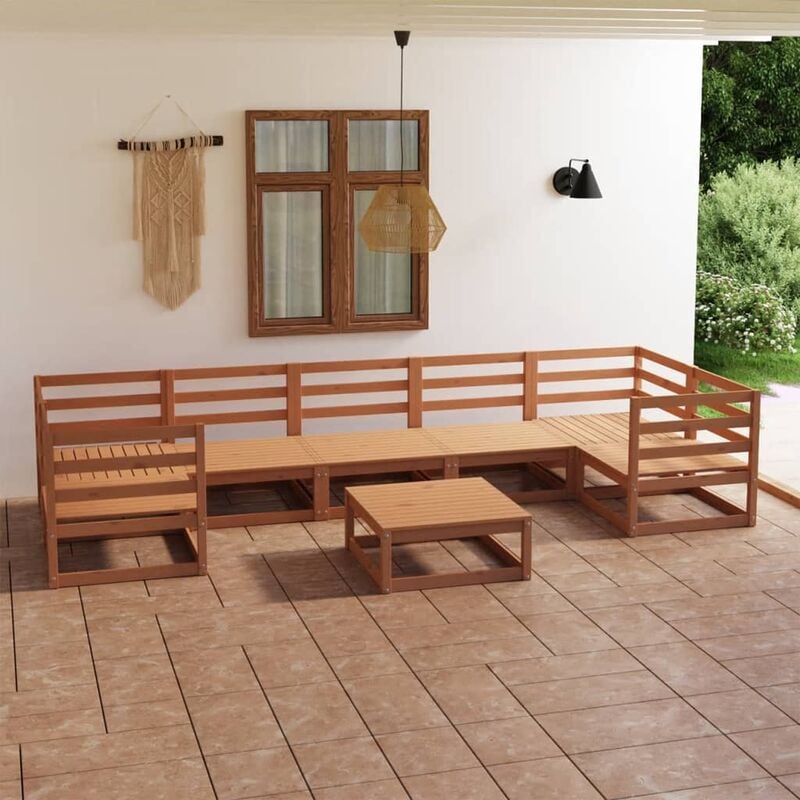 

Muebles de jardín 8 pzas madera maciza de pino
