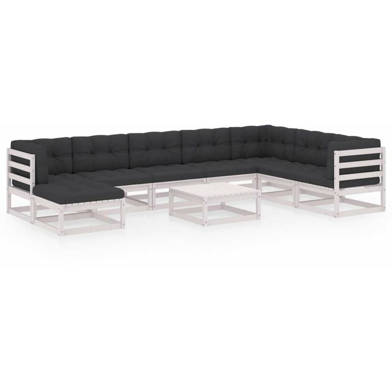 

Muebles de jardin 9 piezas con cojines de madera de pino maciza
