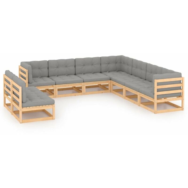 

Muebles de jardin 9 piezas con cojines de madera de pino maciza