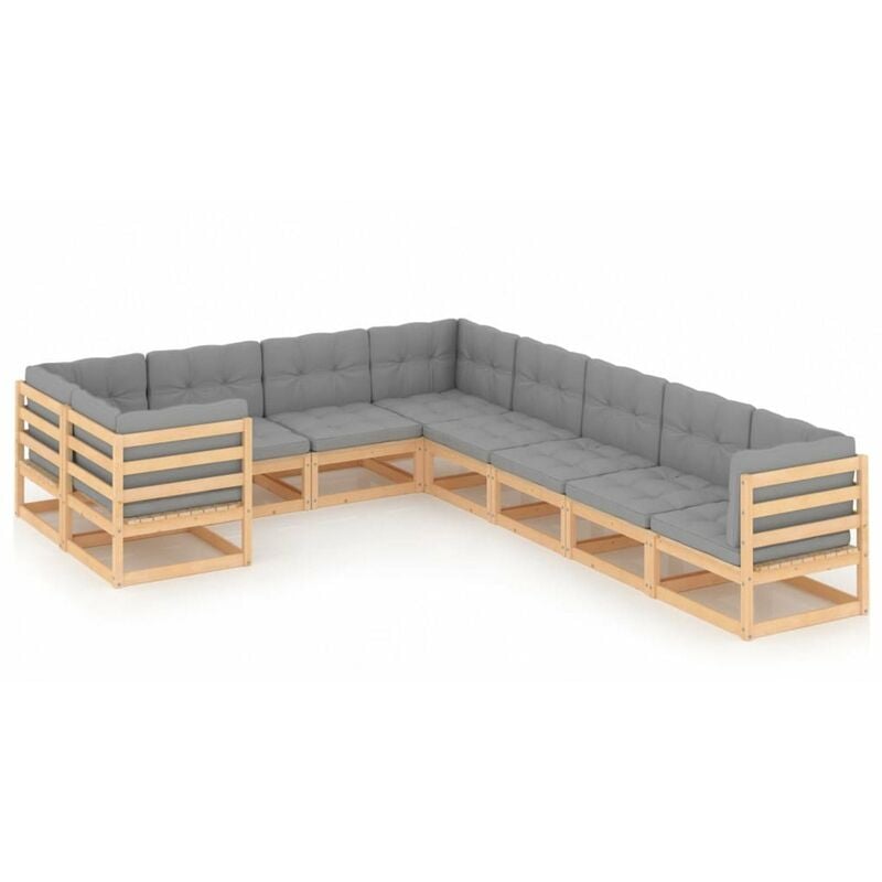 

Muebles de jardin 9 piezas con cojines de madera de pino maciza