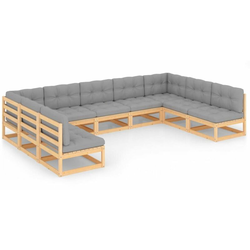 

Muebles de jardin 9 piezas con cojines de madera de pino maciza