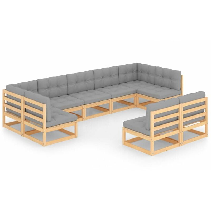 

Muebles de jardin 9 piezas con cojines de madera de pino maciza