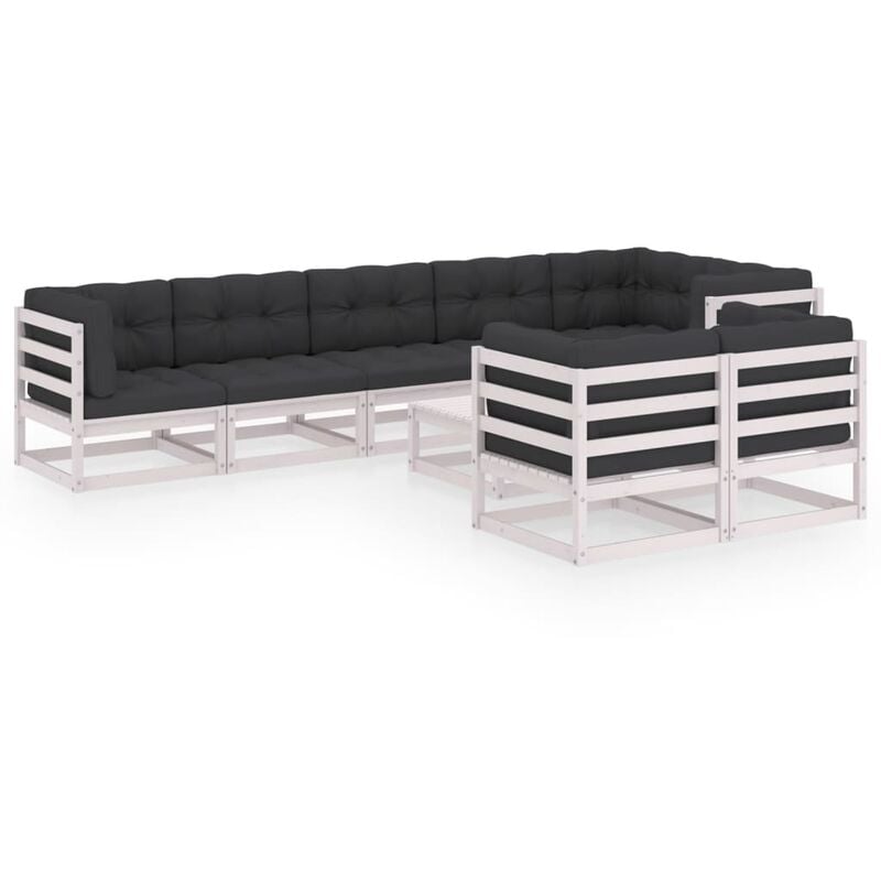 

Muebles de jardín 9 piezas con cojines de madera de pino maciza