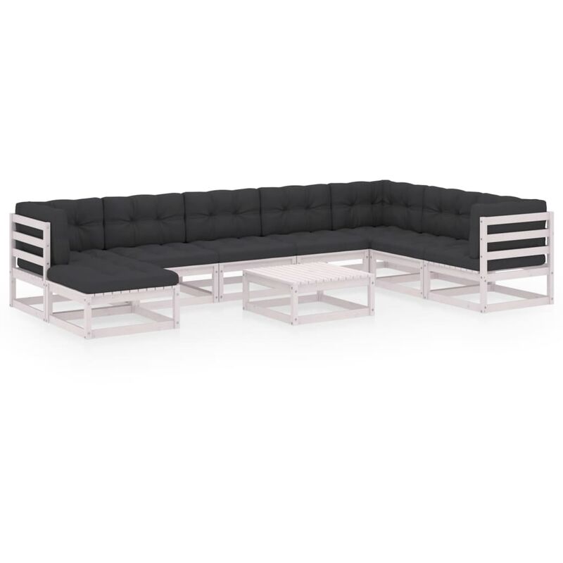 

Muebles de jardín 9 piezas con cojines de madera de pino maciza