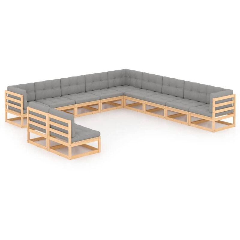 

Muebles de jardín 9 piezas con cojines de madera de pino maciza