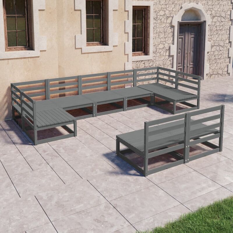 

Muebles de jardín 9 piezas madera de pino maciza