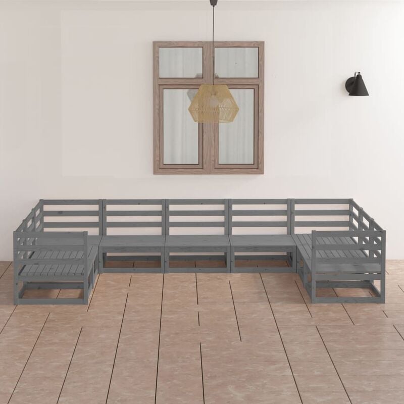 

Muebles de jardín 9 piezas madera de pino maciza