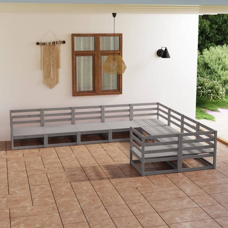 

Muebles de jardín 9 piezas madera de pino maciza