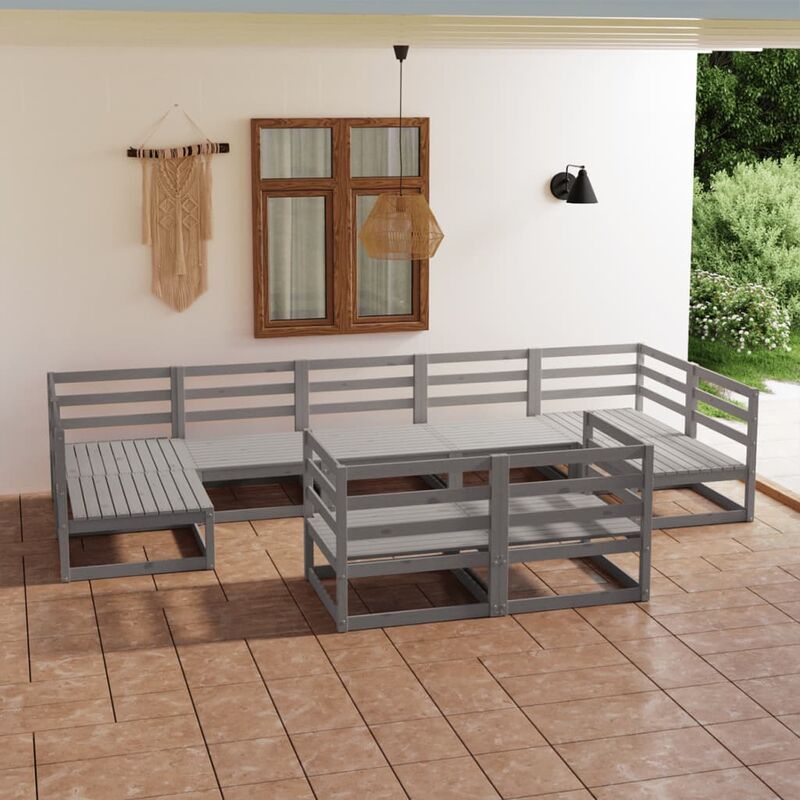 

Muebles de jardín 9 piezas madera de pino maciza