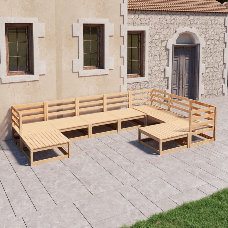 

Muebles de jardín 9 piezas madera maciza de pino