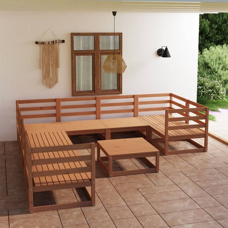 

Muebles de jardín 9 piezas madera maciza de pino