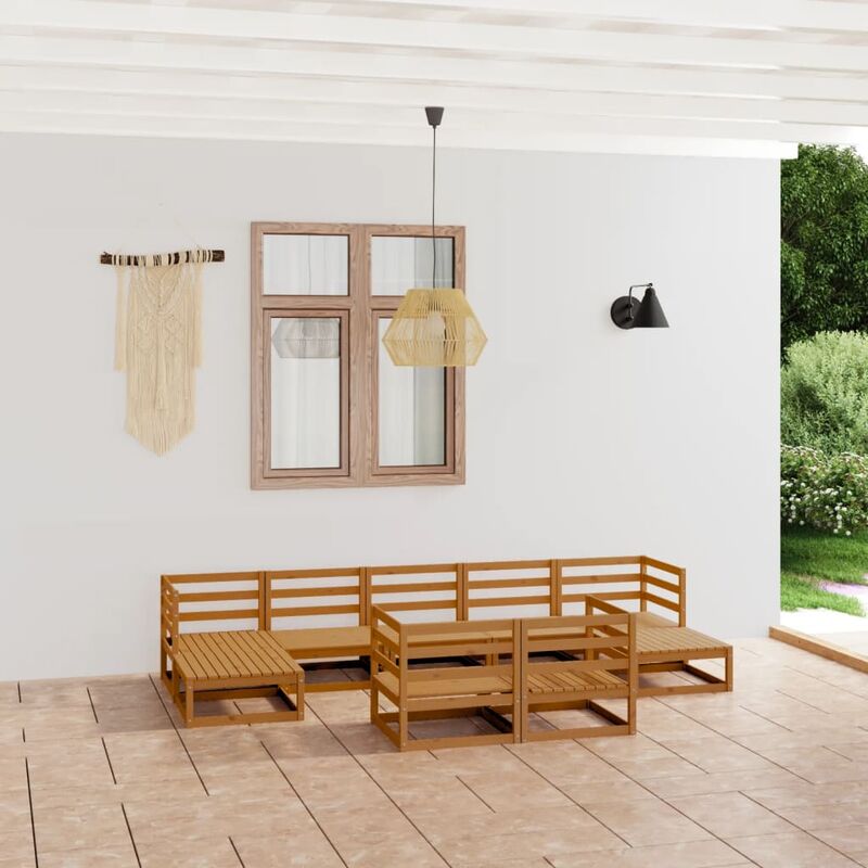 

Muebles de jardín 9 piezas madera maciza de pino