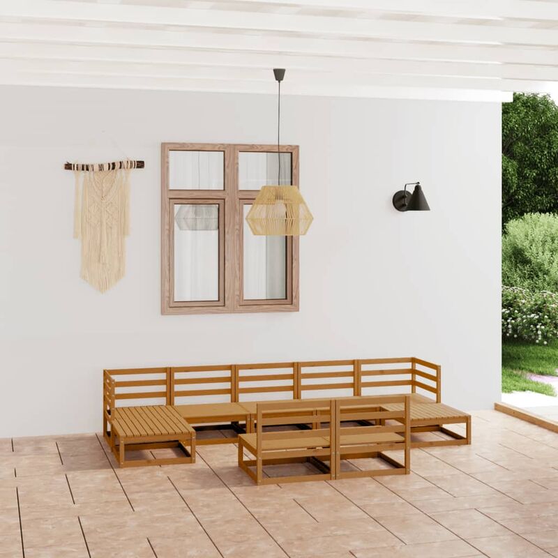 

Muebles de jardín 9 piezas madera pino