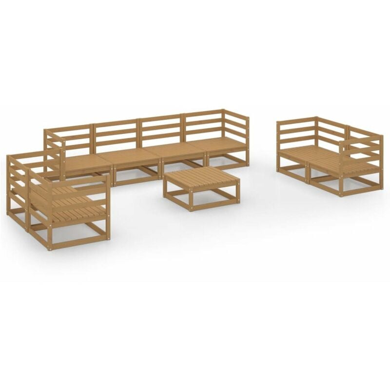 

Happyshopping - Muebles de jardin 9 piezas marron miel madera madera de pino