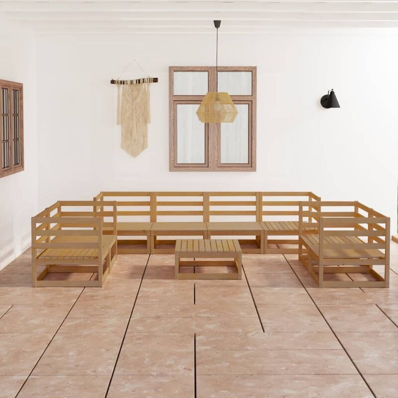 

Muebles de jardín 9 piezas marrón miel madera madera de pino
