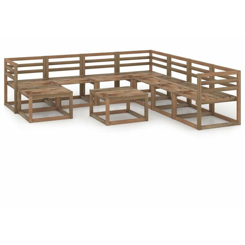 

Muebles de jardin 9 pzas cojines madera pino impregnada marron