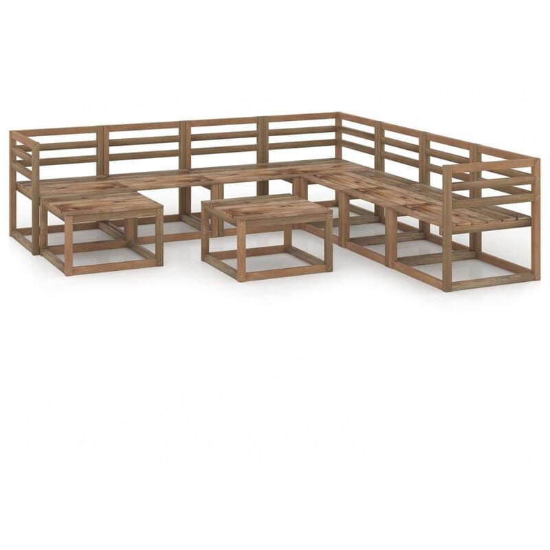 

Muebles de jardín 9 pzas cojines madera pino impregnada marrón