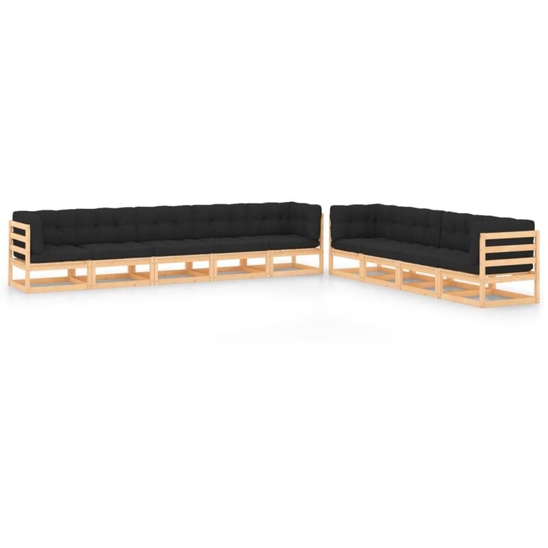 

Muebles de jardín 9 pzas con cojines antracita madera de pino
