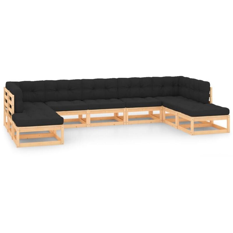 

Muebles de jardín 9 pzas con cojines antracita madera de pino