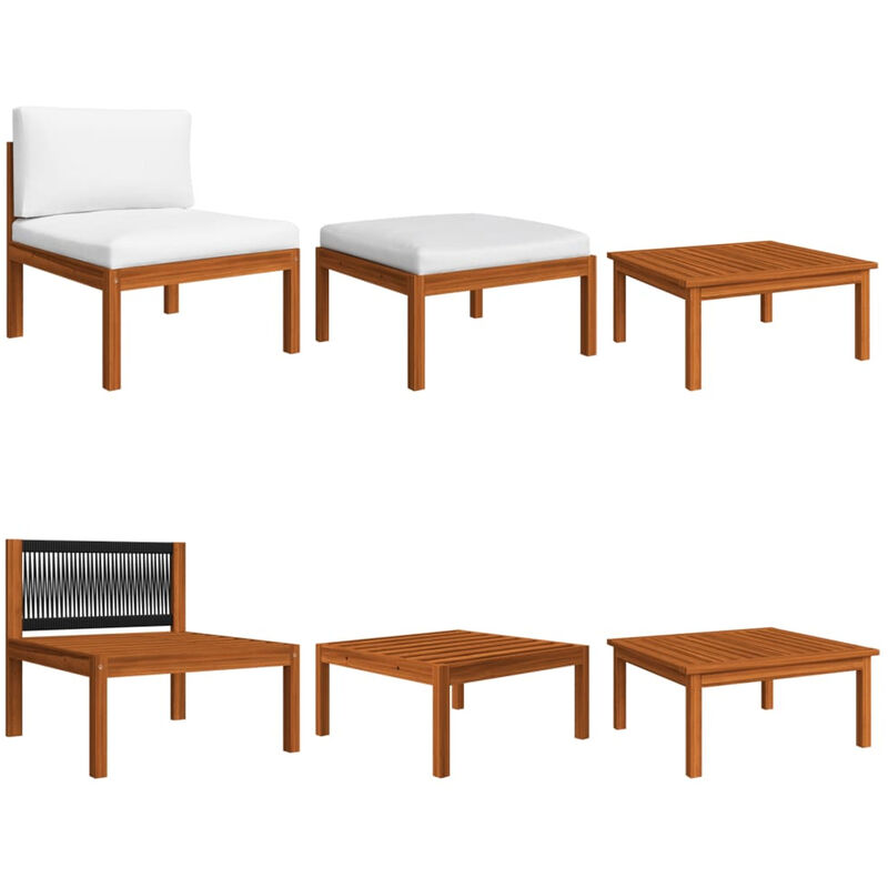 

Muebles de jardin con cojines 3 pzas madera maciza de acacia