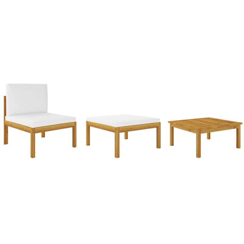

Muebles de jardín con cojines 3 pzas madera maciza de acacia