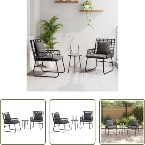 Muebles de jardín -  Conjunto de Comedor de Jardín 3 pcs Negro y Antracita