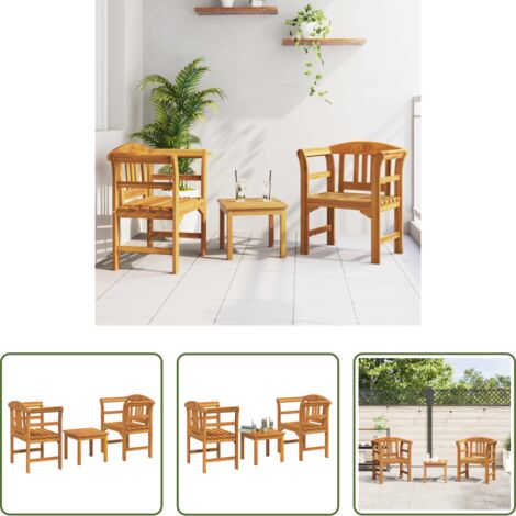 Muebles de jardín -  Conjunto de salón Rosa del jardín 3 pcs Madera de Acacia Sólida