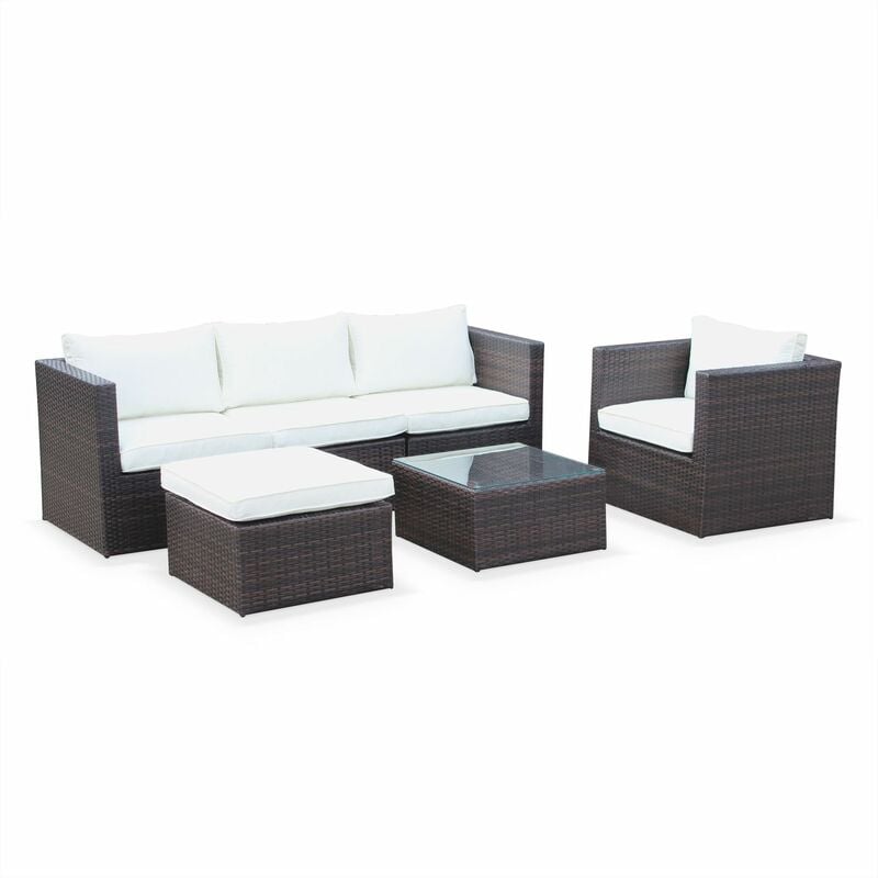 

Muebles de jardin, conjunto sofa de exterior, Marron Crudo, 5 plazas - Benito - Marrón