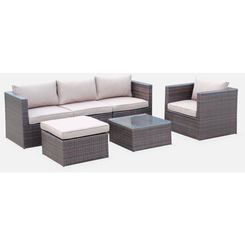 

Muebles de jardin, conjunto sofa de exterior, Marron Marron, 5 plazas - Benito - Marrón