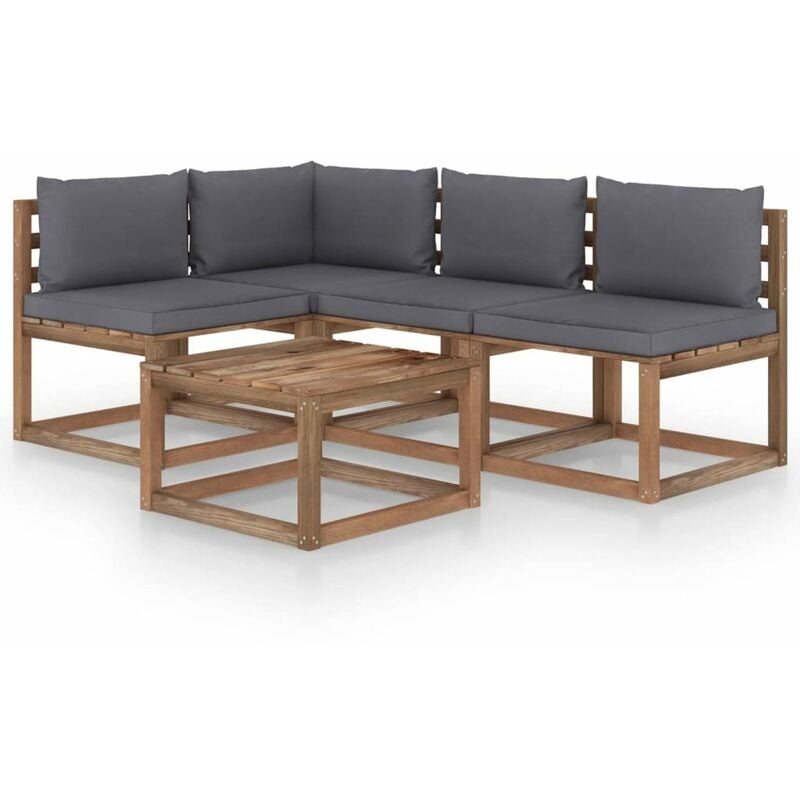 

Muebles de jardin de 5 piezas con cojines gris antracita