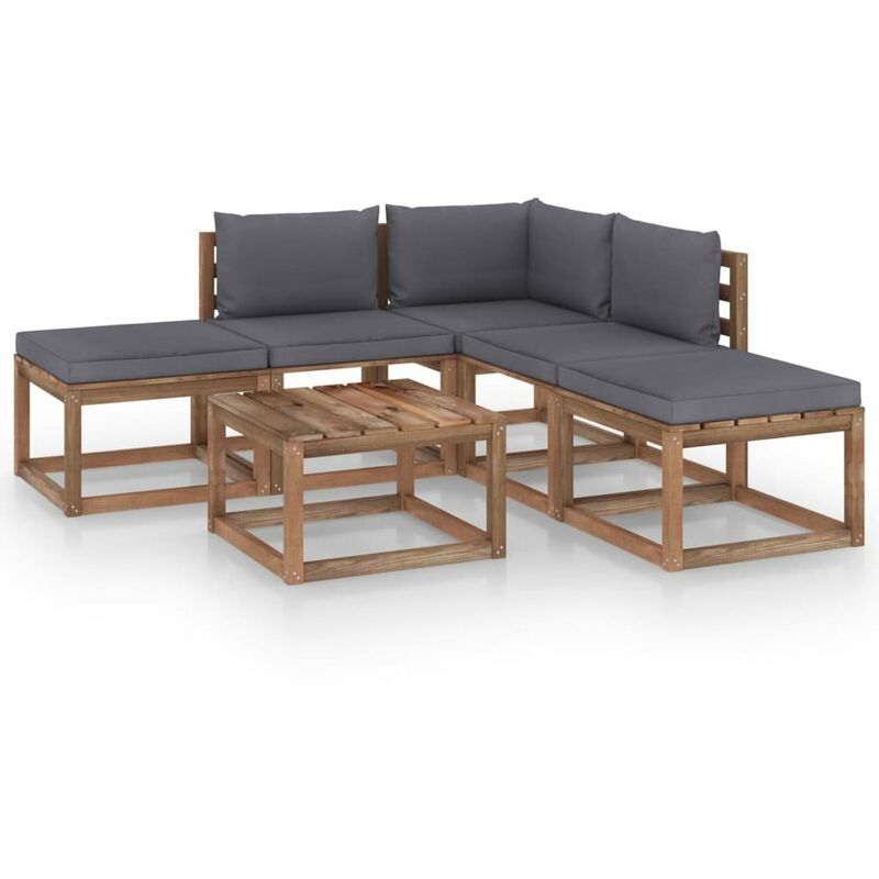 

Muebles de jardin de 6 piezas con cojines antracita