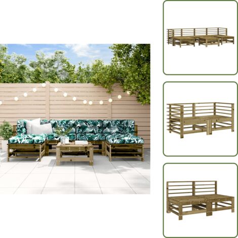 Muebles de jardín de madera - vidaXL Juego de muebles de jardín 7 pzas madera de pino impregnada - Sofás modulares