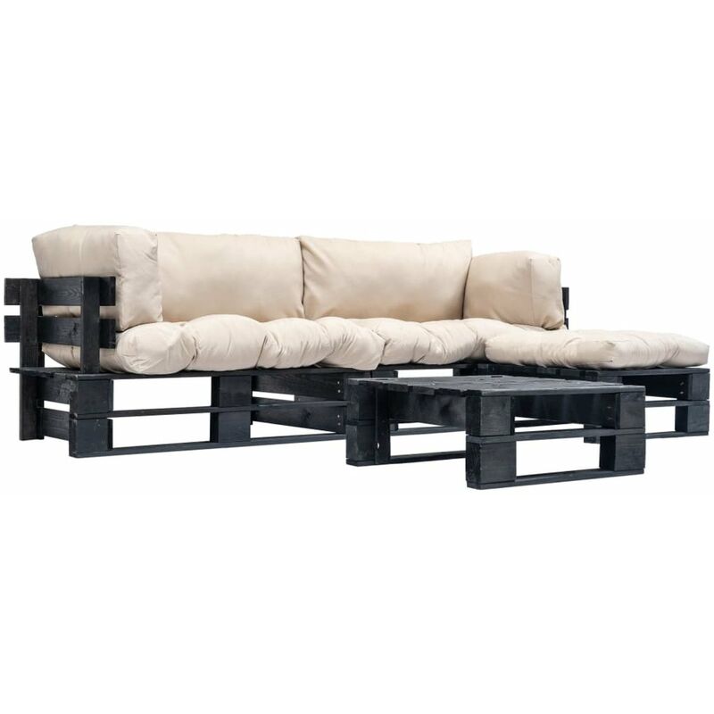 

Muebles de jardin de pales 4 pzas cojines arena madera