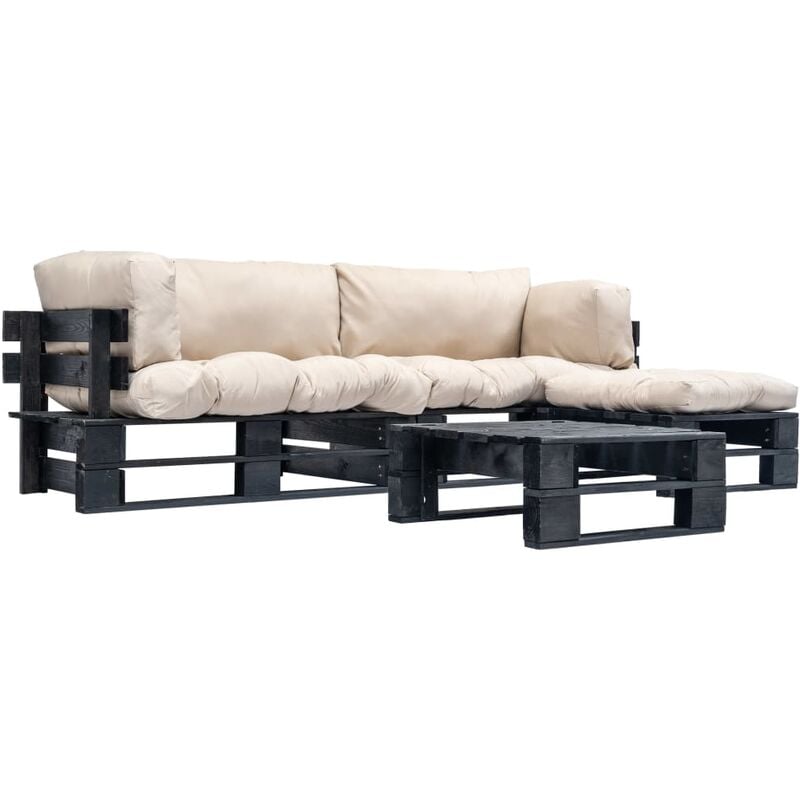 

Muebles de jardín de palés 4 pzas cojines arena madera