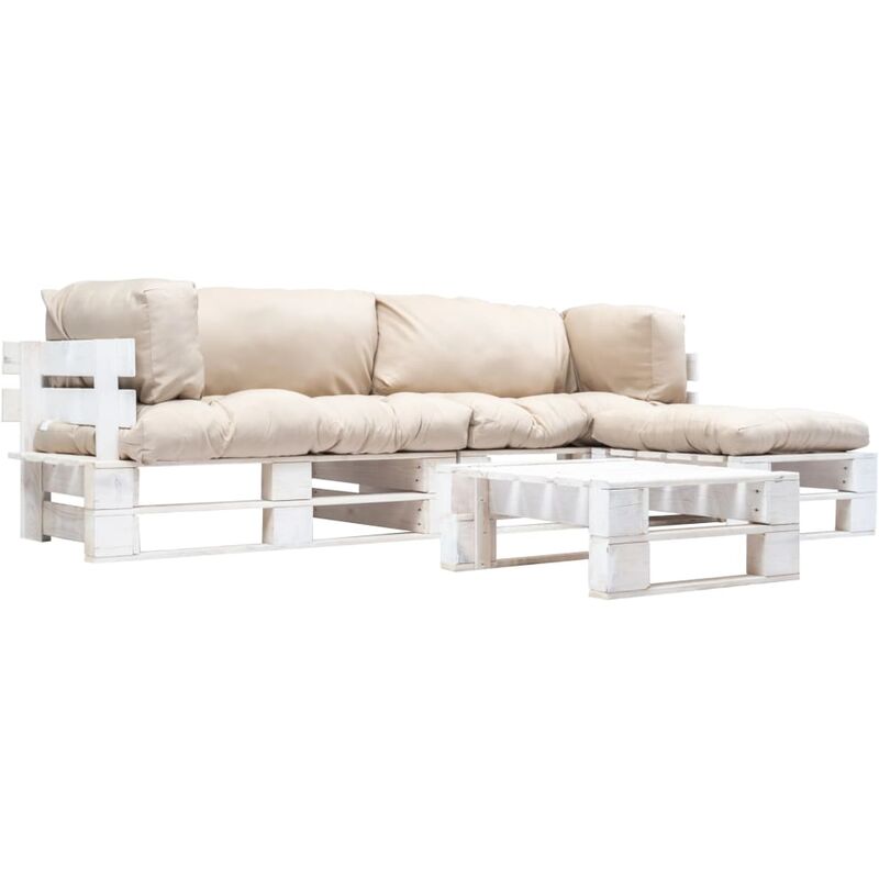

Muebles de jardin de pales cojines arena madera verde 4 uds