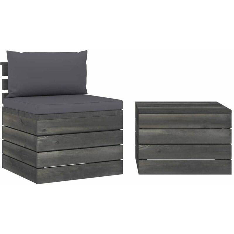 

Muebles de jardin de palets 2 piezas cojines madera de pino