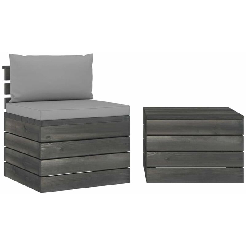 

Muebles de jardin de palets 2 piezas cojines madera maciza pino