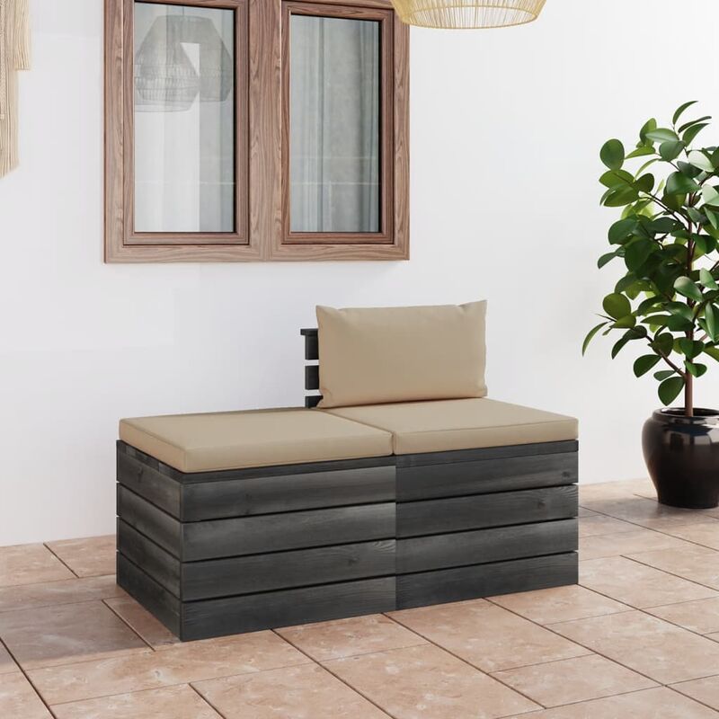

Muebles de jardín de palets 2 piezas cojines madera maciza pino