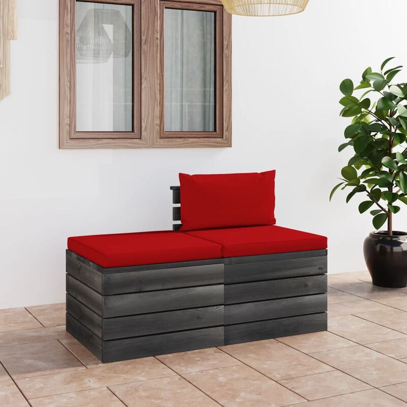 

Muebles de jardín de palets 2 piezas cojines madera maciza pino