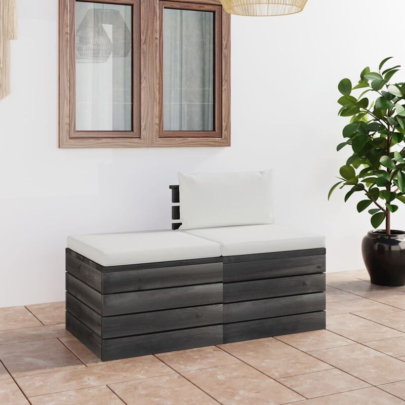 

Muebles de jardín de palets 2 piezas cojines madera maciza pino
