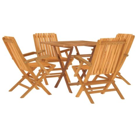 Muebles de jardín juego de comedor muebles de exterior 5 piezas madera maciza de teca 020014305