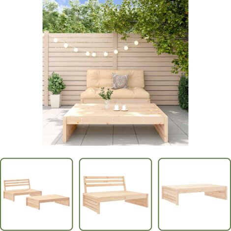 Muebles de jardín -  Juego de muebles de jardín 2 piezas madera maciza de pino