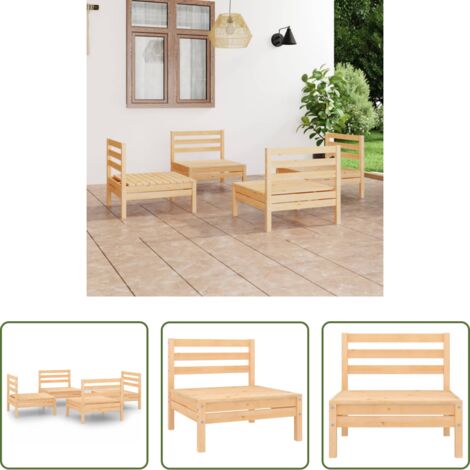 Muebles de jardín -  Juego de muebles de jardín 4 piezas madera de pino maciza