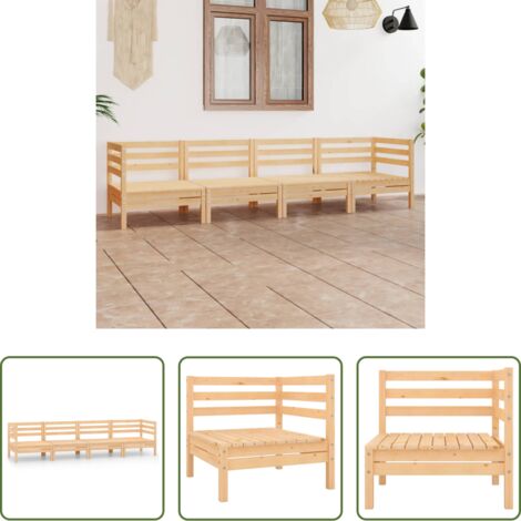 Muebles de jardín -  Juego de muebles de jardín 4 piezas madera maciza de pino
