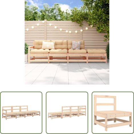 Muebles de jardín -  Juego de muebles de jardín 4 piezas madera maciza de pino
