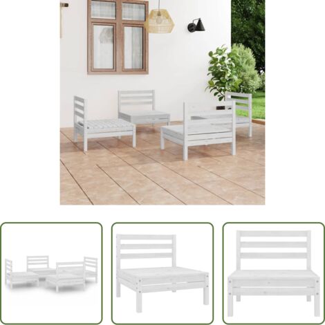 Muebles de jardín -  Juego de muebles de jardín 4 pzas madera maciza de pino blanco
